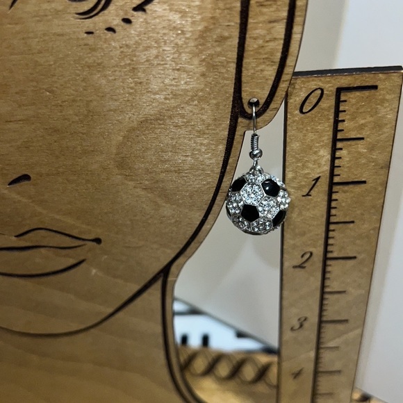 New La Volpe Dangle Earrings for Women Rhinestone Ball Earrings Soccer Drop - Picture 7 of 8